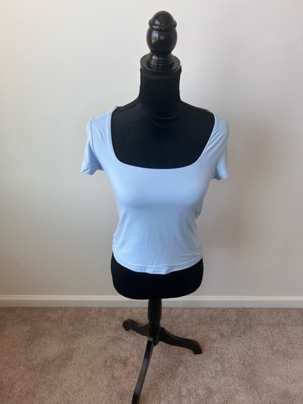 Women’s Square Neck Short Sleeve Top - Light Blue